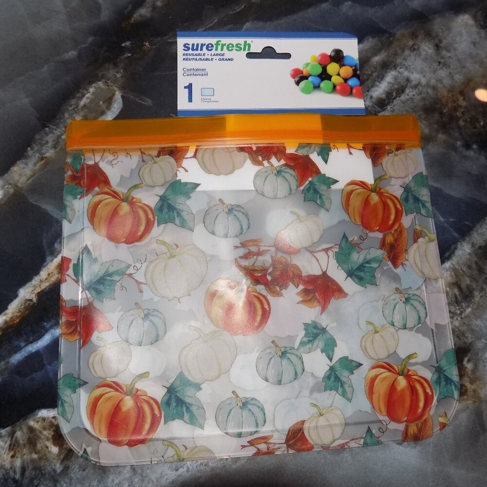 Surefresh Reuseable Fall Pumpkin Print Large Bag NEW